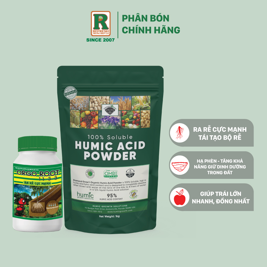 Phân bón Humic Acid Powder nhập khẩu Mỹ 1Kg (NHẬP CHÍNH HÃNG)