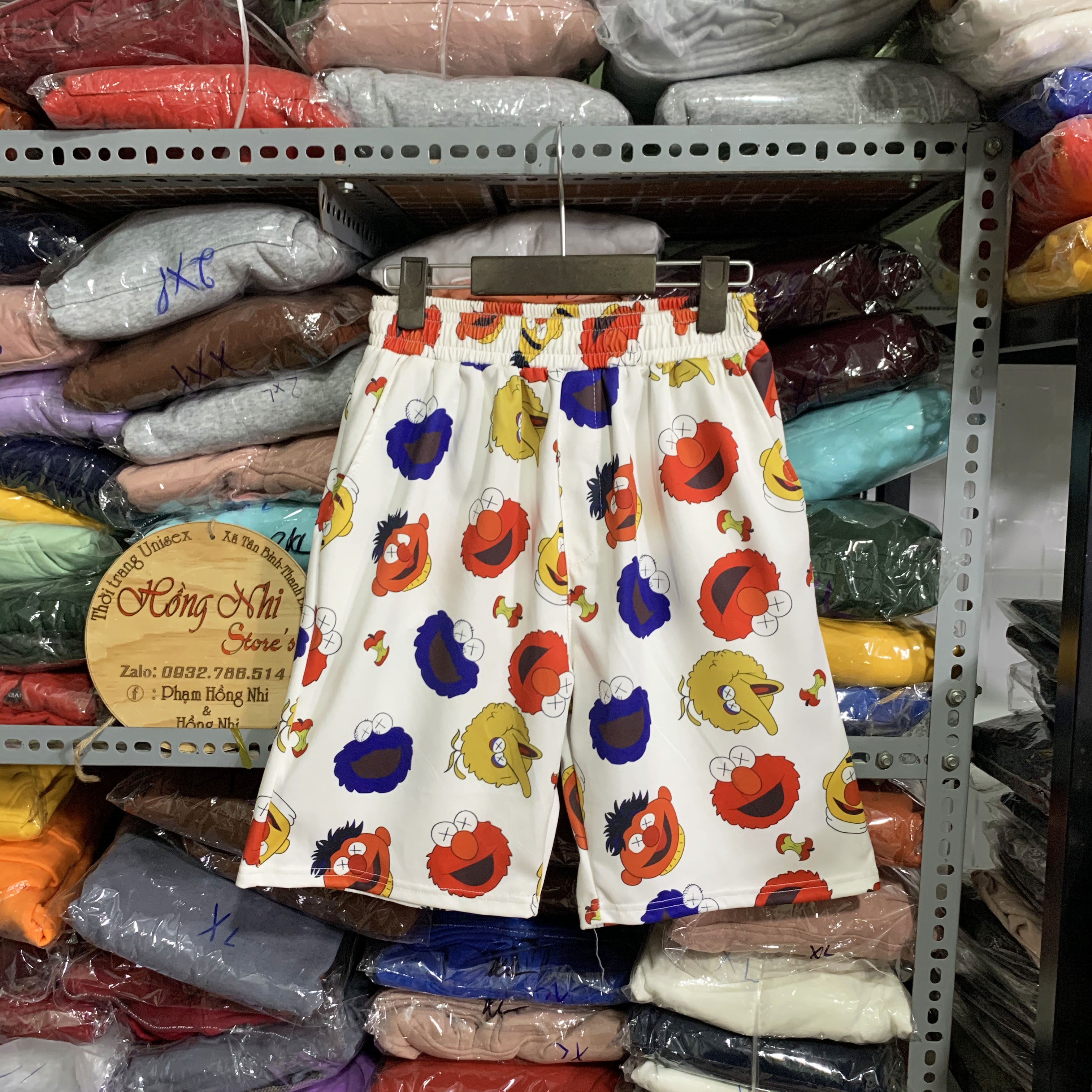 Quần Short Cartoon Unisex Màu Trắng - Quần Đùi Hoạt Hình Siêu Cute - MM