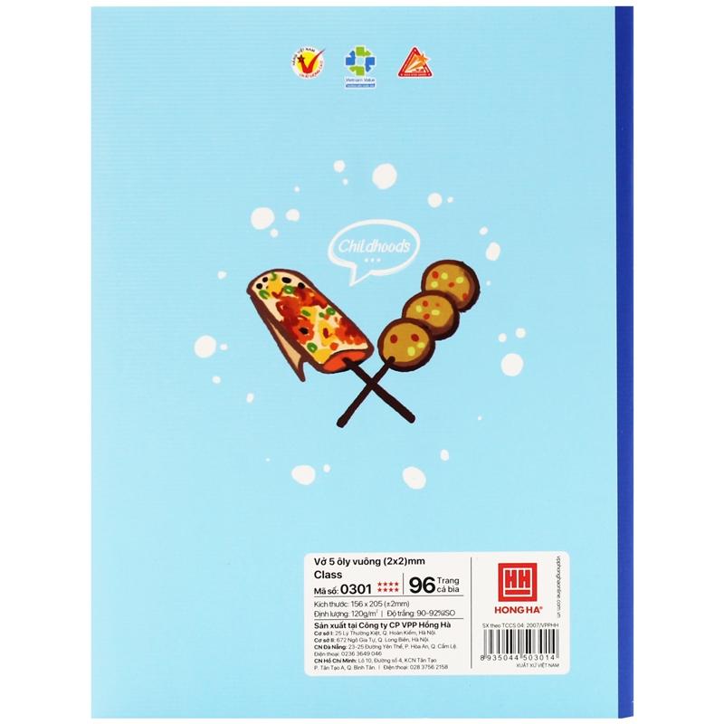 Vở 5 Ô Ly 96 Trang 120gsm Class Childhood - Hồng Hà 0301 (Mẫu Màu Giao Ngẫu Nhiên)