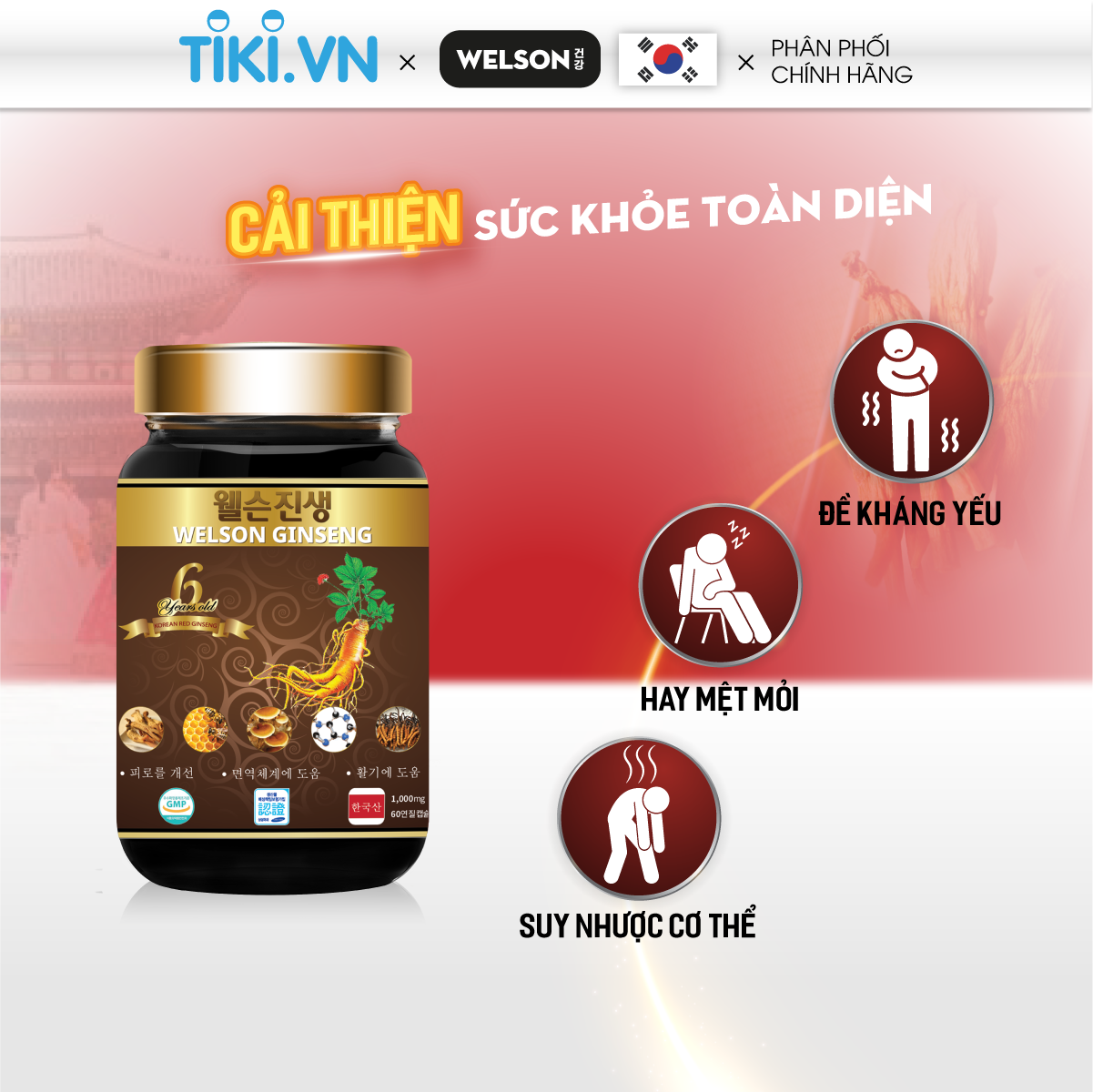 Viên Uống Bồi Bổ Sức Khỏe Từ Hồng Sâm Welson Ginseng hộp 60 viên