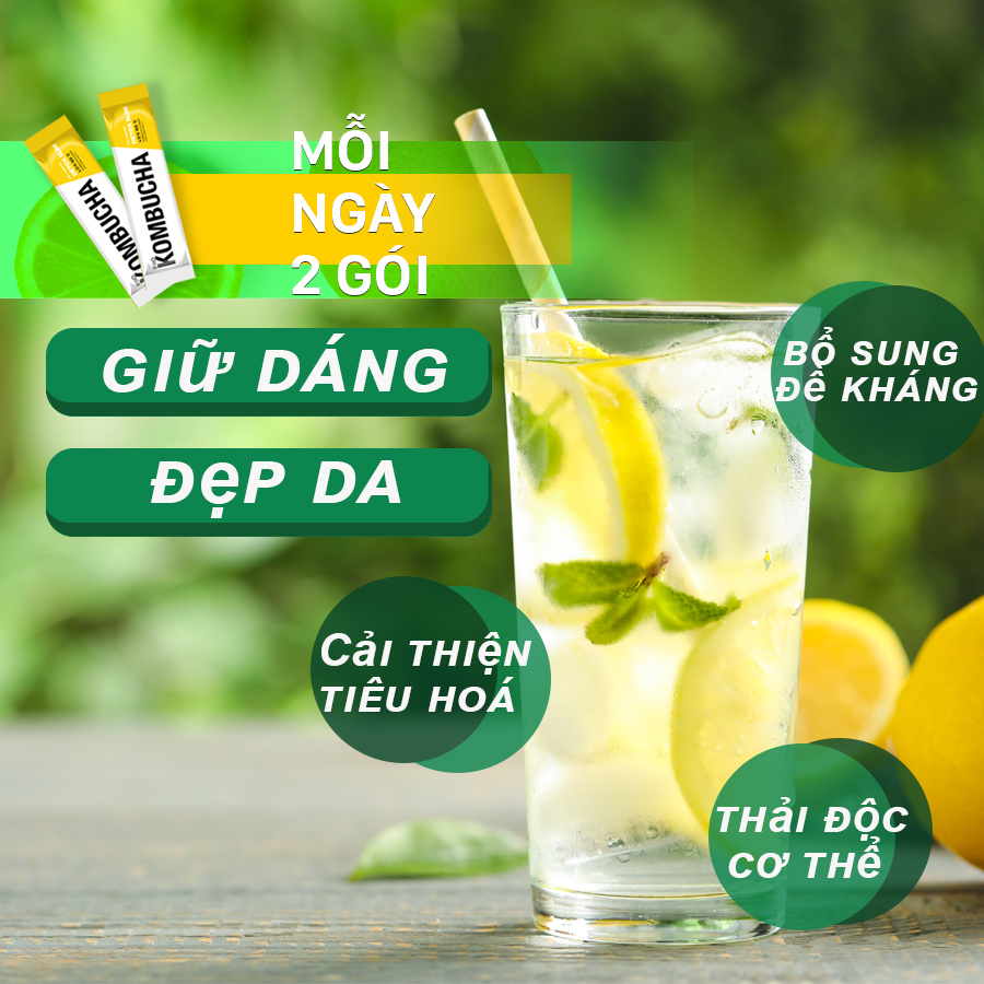 Trà Kombucha vị chanh giữ dáng thon gọn