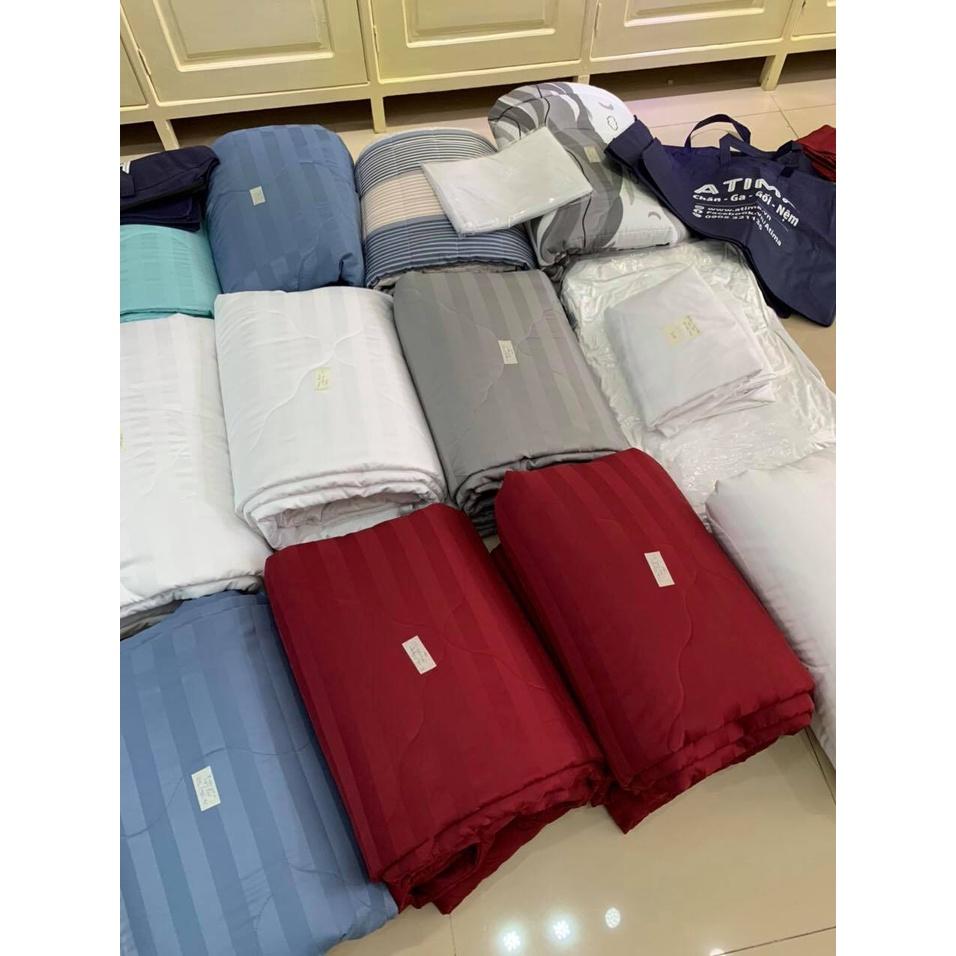 Bộ ga gối cotton kẻ sọc 3f màu xanh ngọc size giường 180x200x25cm chuyên dùng khách sạn