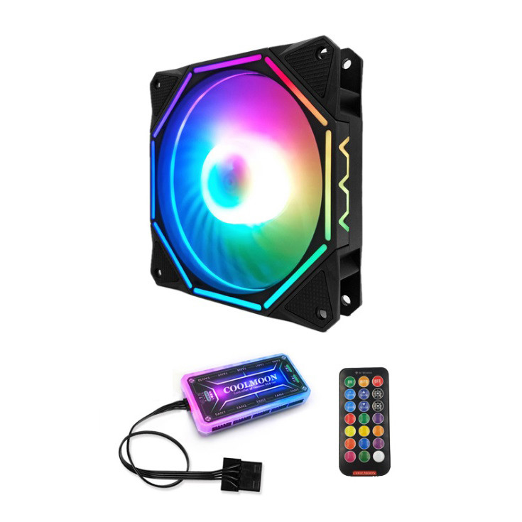 Combo 1 Quạt + Hub khiển Coolmoon RGB V10 - Hàng nhập khẩu