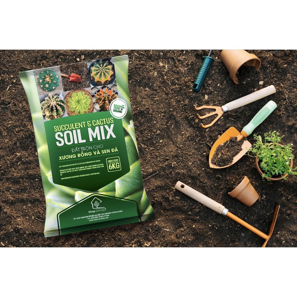 Giá thể trồng sen đá, xương rồng cao cấp Soil Mix bao 6Kg