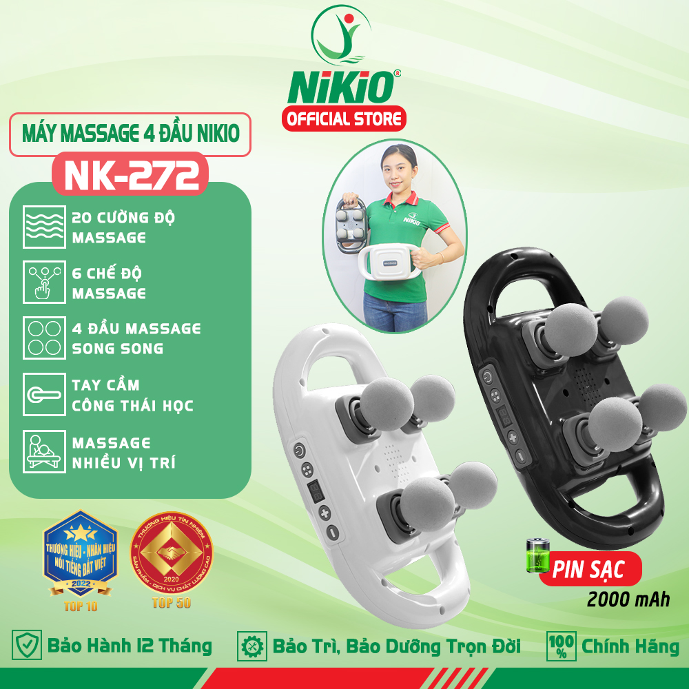 Máy massage đấm lưng và giãn cơ toàn thân 6 đầu Nikio NK-272 Pro - 9 chế độ, 20 cấp tốc độ mát xa
