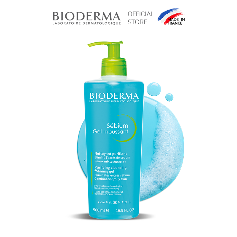 Gel rửa mặt tạo bọt cho da hỗn hợp hoặc da dầu Bioderma Sebium Gel Moussant - 500ml