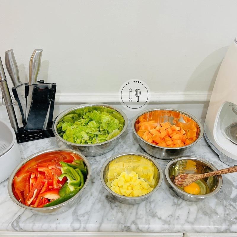 Set 5 bát inox cao cấp chia vạch