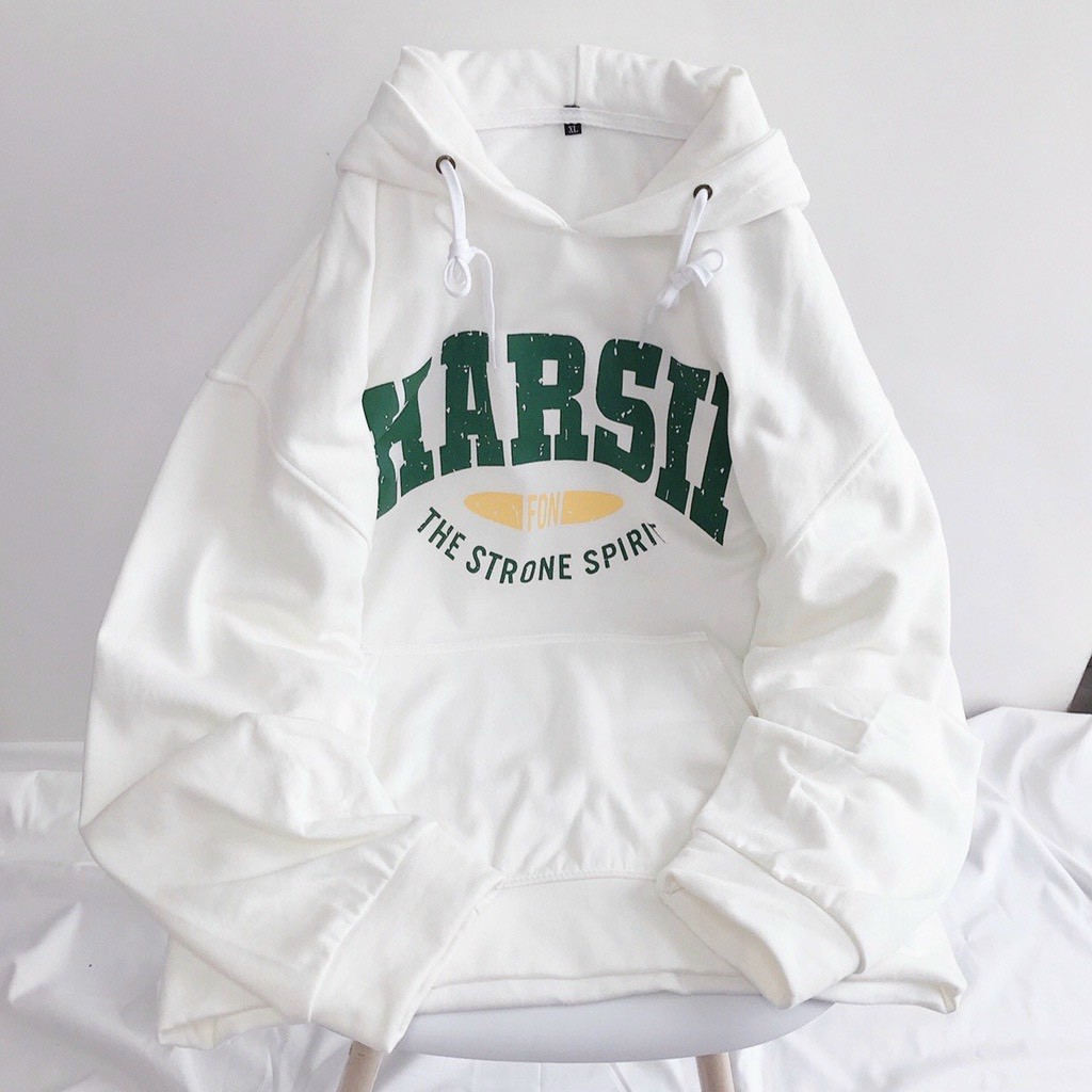 Áo Hoodie HARSH Ulzzang Unisex nam nữ Chất Nỉ Bông Form Basic Style Ulzzang, Áo hoodie HARSII màu trắng ảnh thật unisex ( nam nữ mặc đều được), Áo hoodie nỉ bông HARSH unisex nam nữ