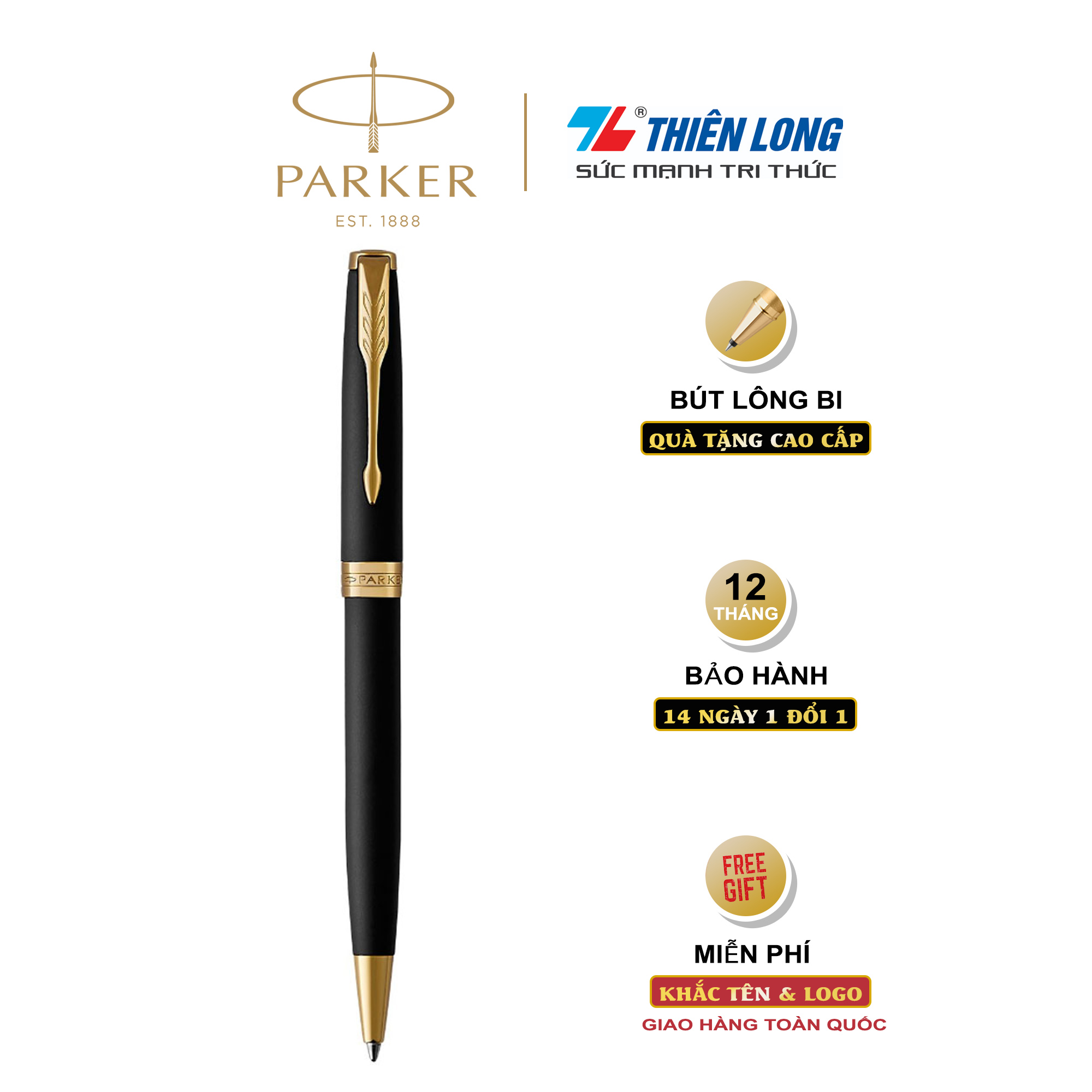 [Made in France] Bút bi cao cấp Parker Sonnet Đ-Matte Black GT TB-1950876