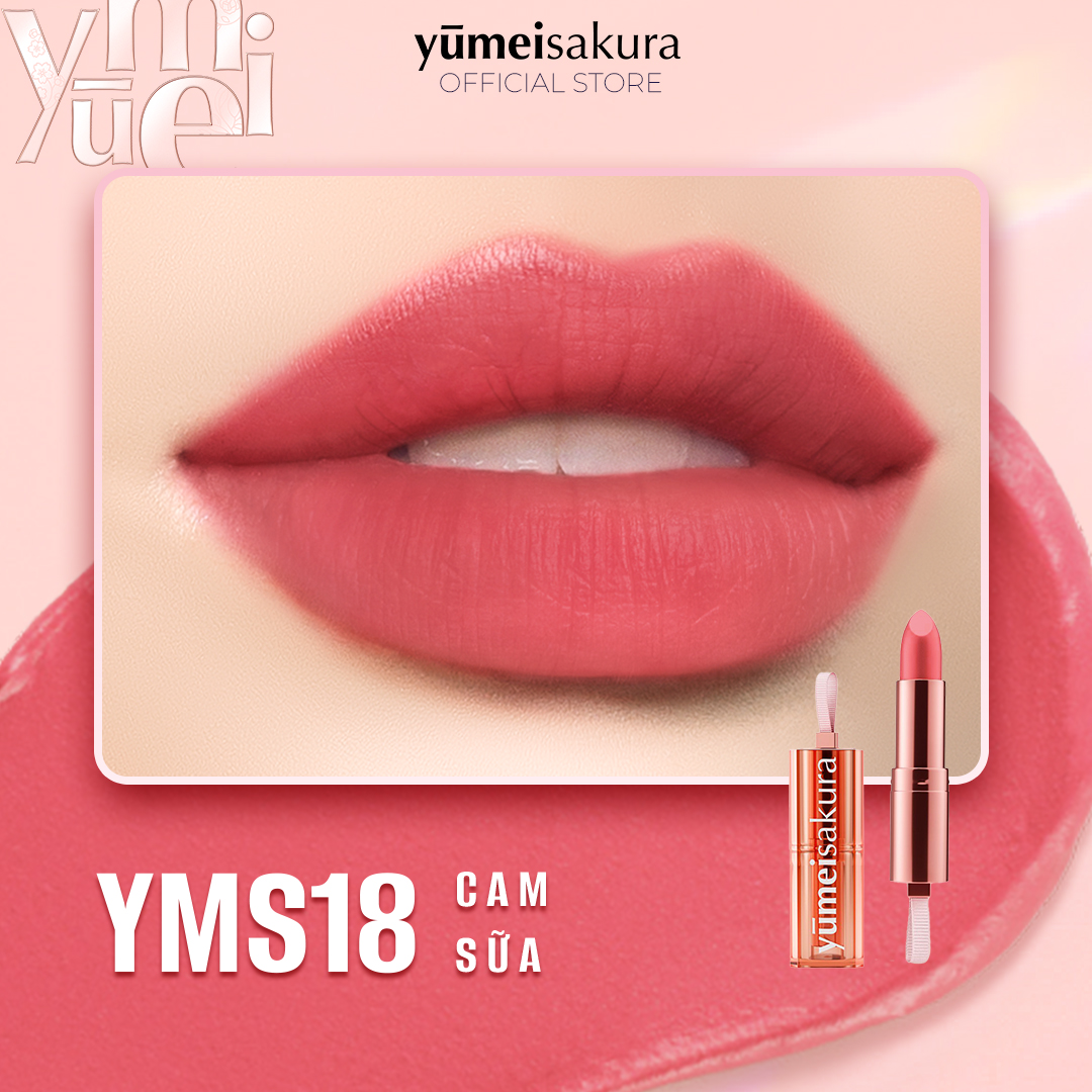 Son Thỏi Màu Cam Sữa Lì Mịn Siêu Dưỡng Yumeisakura Chotto Matte Milky Orange Lipstick YMS18 3.5g