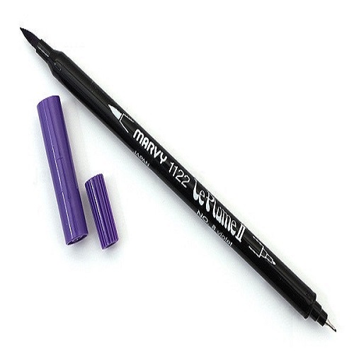 Combo 3 bút lông đầu cọ viết calligraphy Marvy Le Plume II Double-Sided Watercolor Marker - UP.PENS Collection - Purple Colors