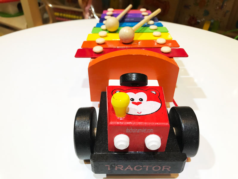 Xe kéo mặt đàn gõ âm thanh hình xe lửa bằng gỗ