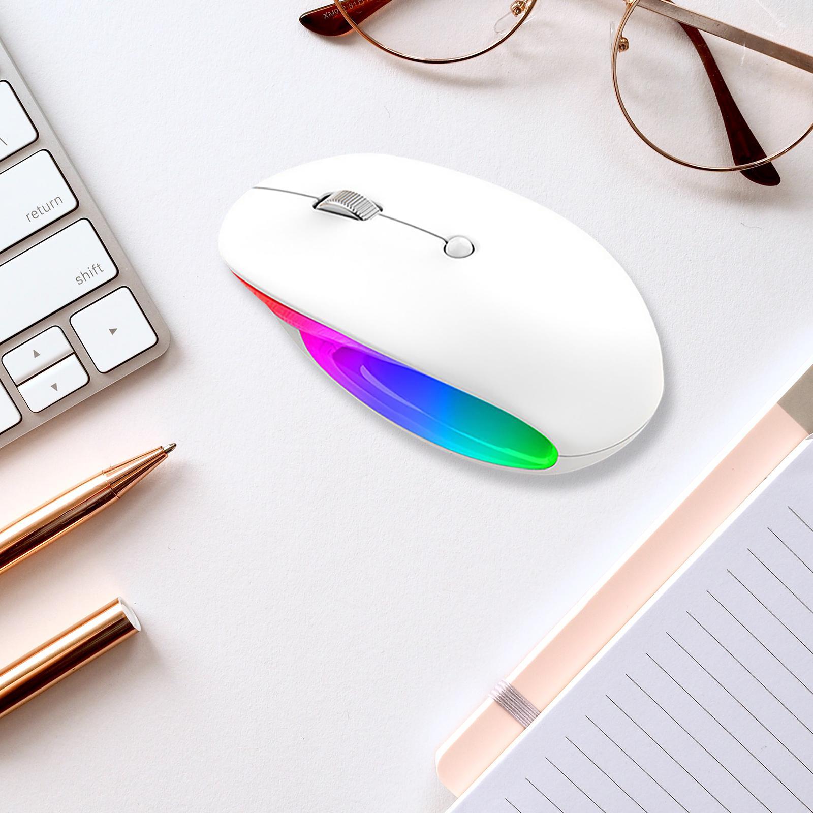 Wireless Bluetooth Mouse BT5.1 2.4GHz LED Lights with USB Receiver for PC Laptop Business