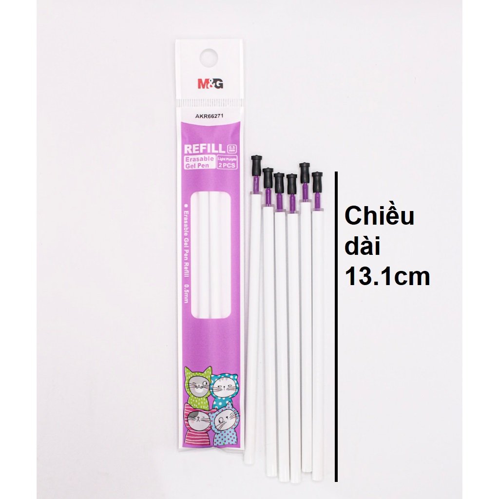Vỉ 2 Ruột bút gel xóa được M&amp;G AKR66271 nét 0.5mm - Mực tím (Ruột bút nước xóa được)
