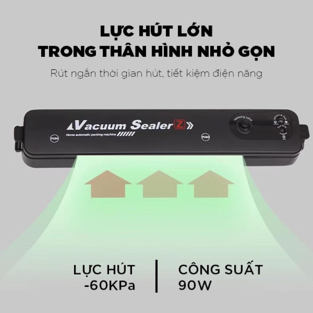 Máy hút chân không, máy hàn miệng túi thực phẩm Vacuum Sealer, giúp bảo quản thực phẩm cho gia đình, tặng kèm 10 túi hút