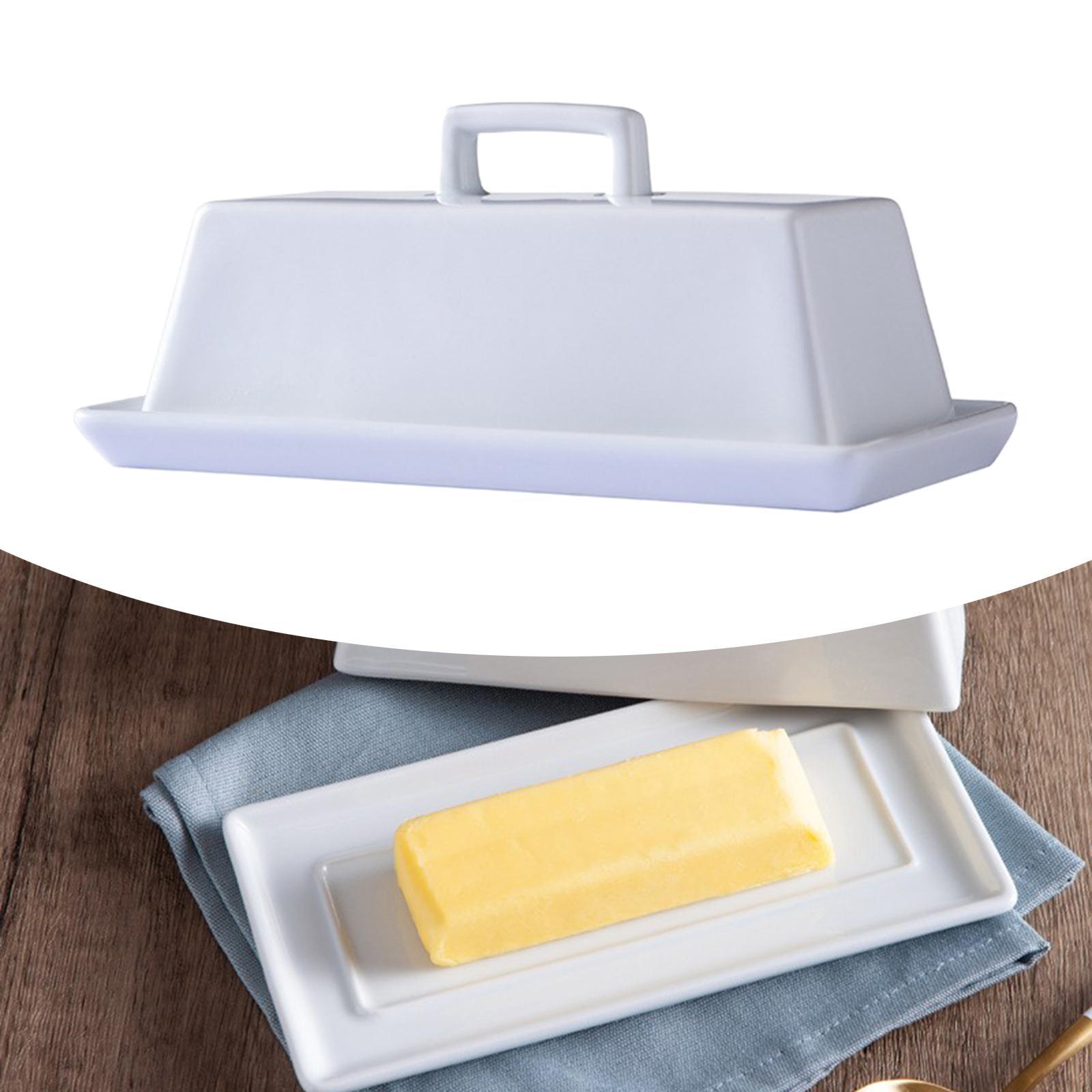 Ceramic Container Porcelain Kitchen Covered Butter Dish for Fridge Counter
