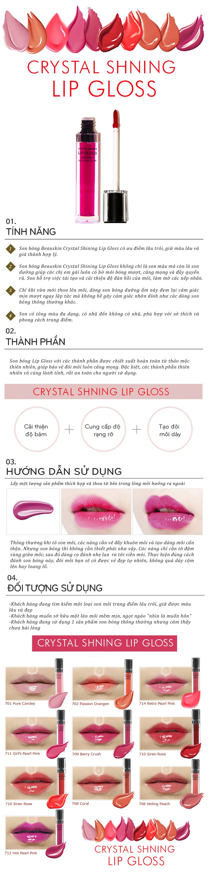 Son bóng Lip Gloss Beauskin