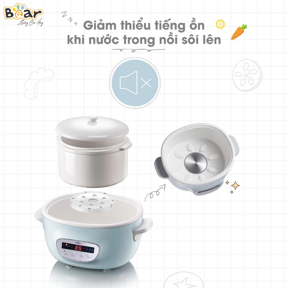 Nồi Nấu Chậm 2,5L Bear SUBE003 - Hàng chính hãng