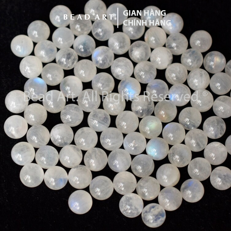 10MM Đá Moonstone, Mặt Trăng Ánh Cầu Vồng Tự Nhiên Loại AAAA, Đá Phong Thuỷ, Mặt Dây Chuyền, Chuỗi Hạt, Mệnh Kim, Thuỷ - Bead Art