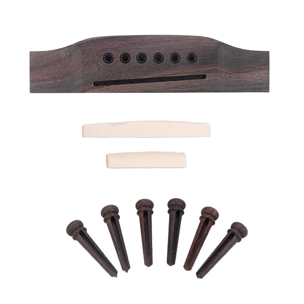 Set of Guitar Replacement Parts Nut + Pin + Bridge for Acoustic Folk Guitar
