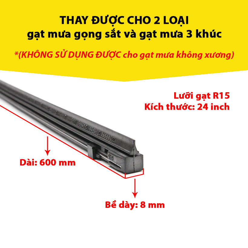 Combo 2 Lưỡi Gạt Mưa Loại A VIAIR R15 (24 Inch/600 mm)