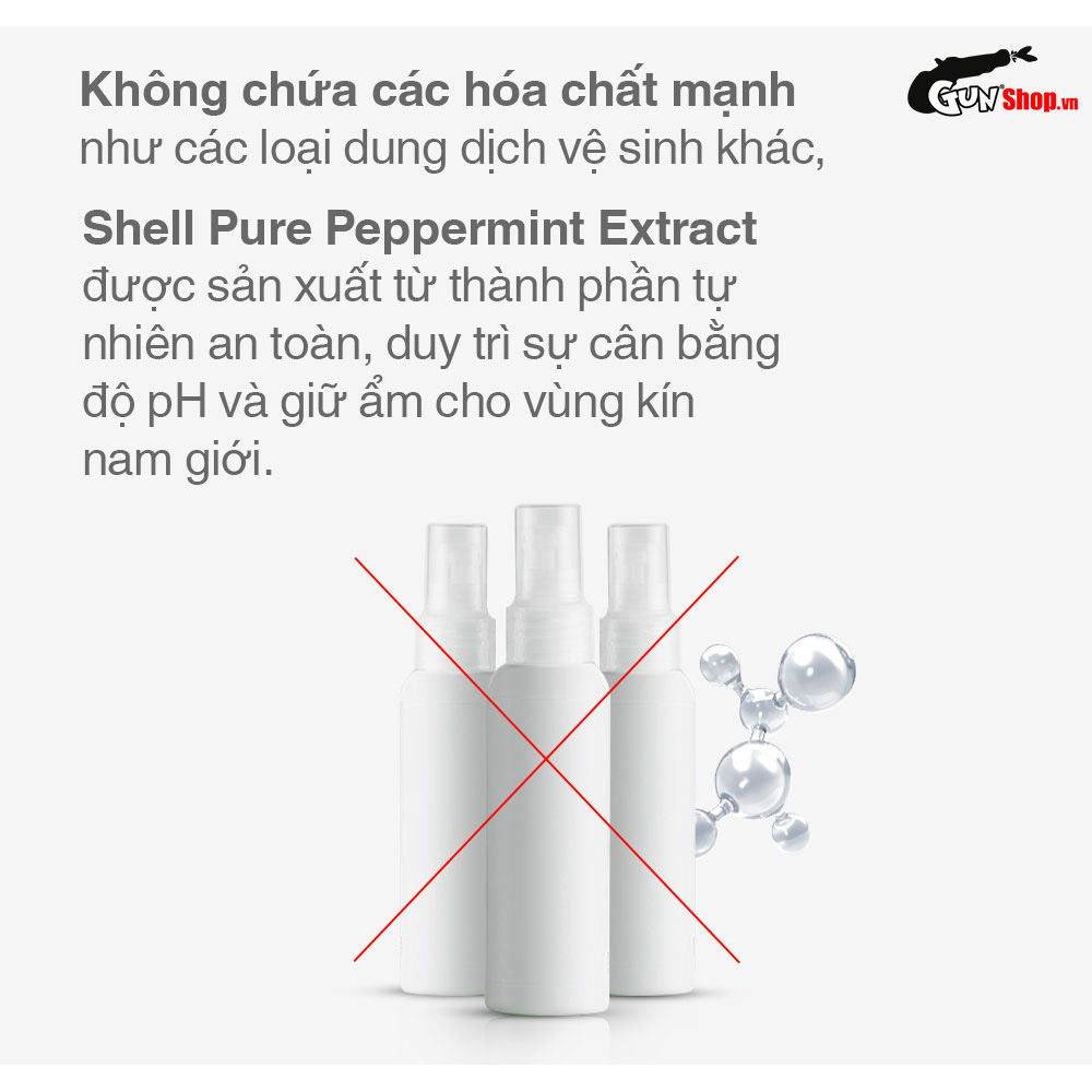 Dung dịch vệ sinh nam dạng bọt, hương thơm nam tính - Shell Masculine Scents kèm 1 chiếc BCS Gun Super Thin