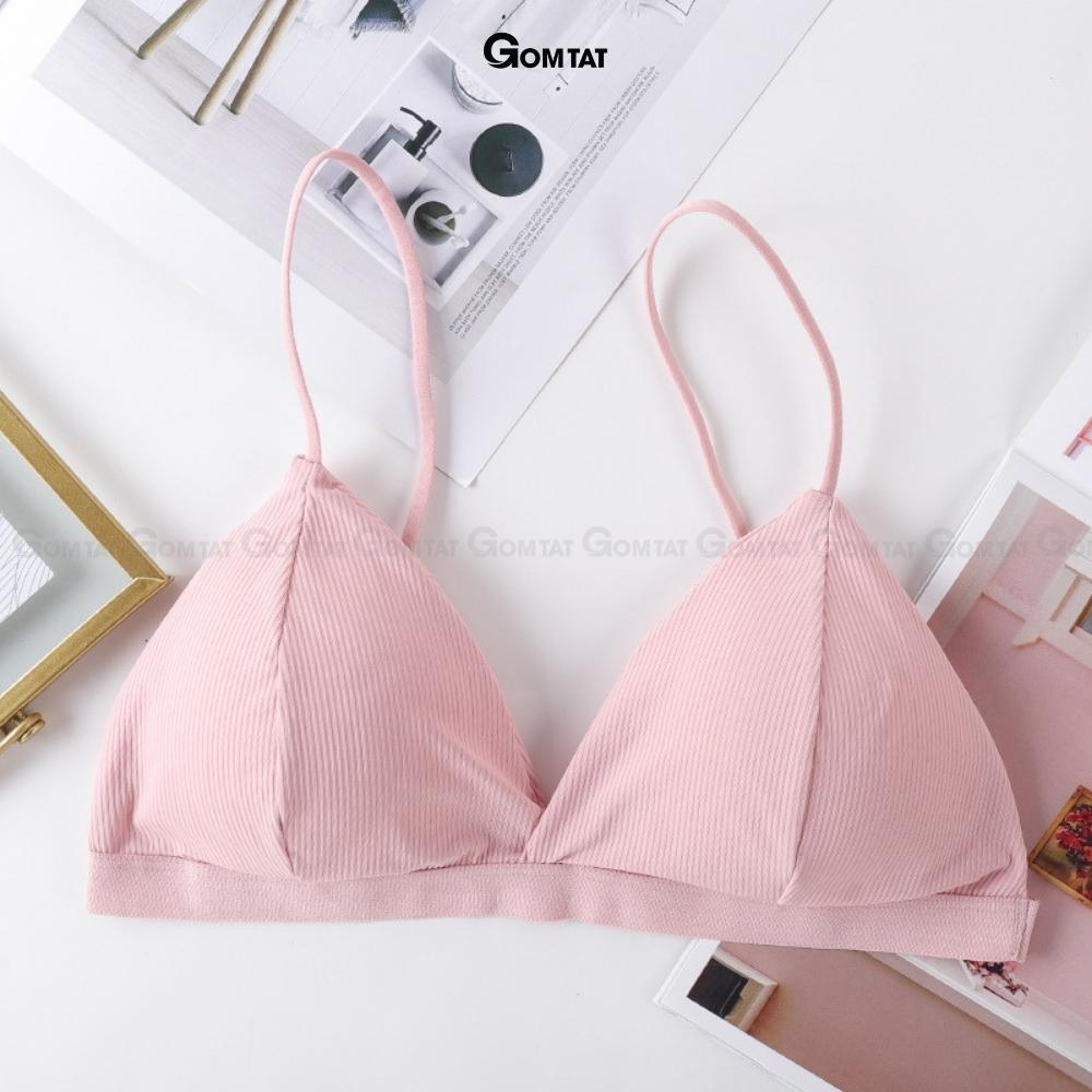 Áo bra nữ hai dây GOMTAT vải cotton co dãn thấm hút dây lưng mảnh mút mỏng không gọng, lên form ngực xinh -BRADAY-006