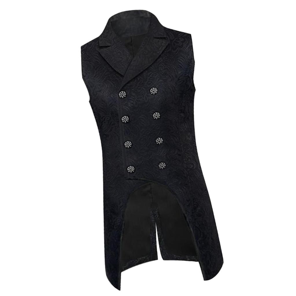 Mens Gothic Steampunk Double Breasted Vest Brocade Waistcoat