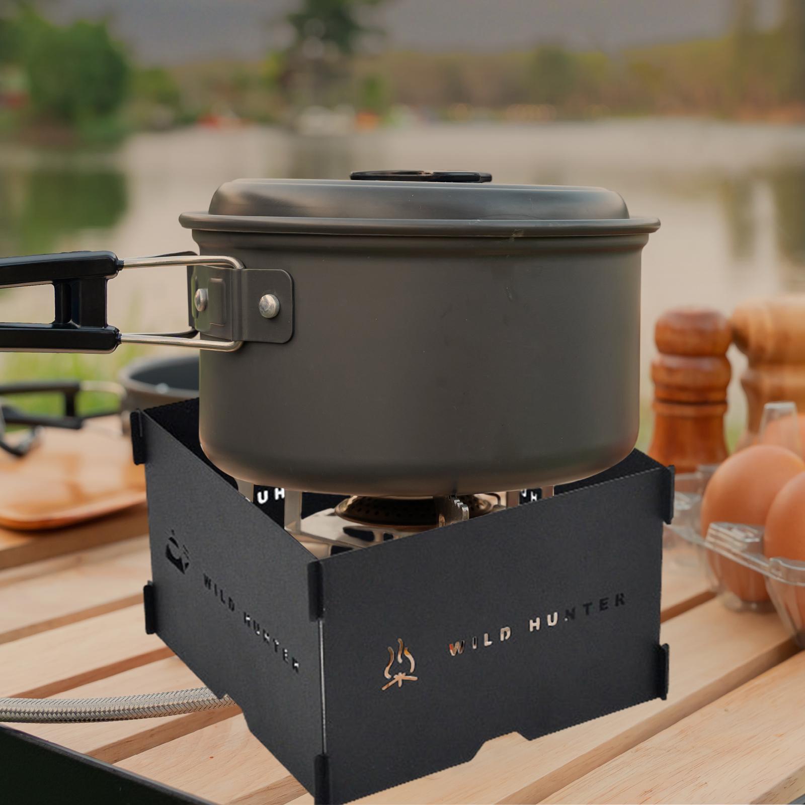 Camping Furnace Windscreen Gas Cassette Windshield with Carrying Bag Rack Multifunctional Cooker Wind Screen for BBQ Backpacking