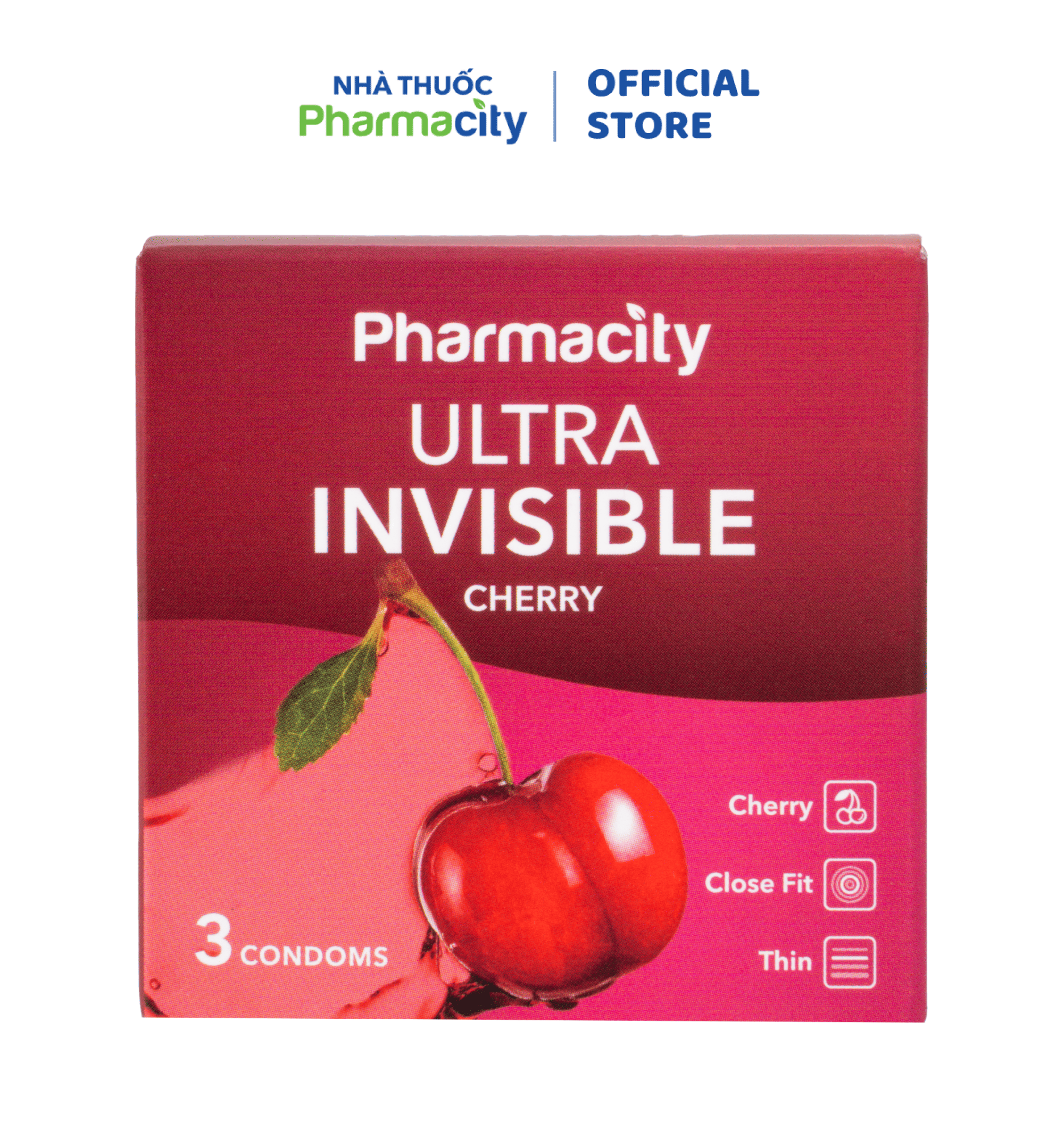 Bao Cao Su Pharmacity Ultra Invisible Cherry (Hộp 3 cái)