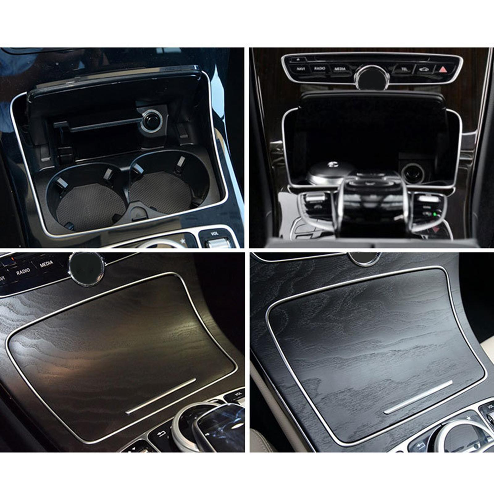 Console Cup Holder Strip Trim Frame Ashtray Trim Ring Stickers Fits for Mercedes C Class W205 GLC Class W205 2015-20 Moulding Trim Plating