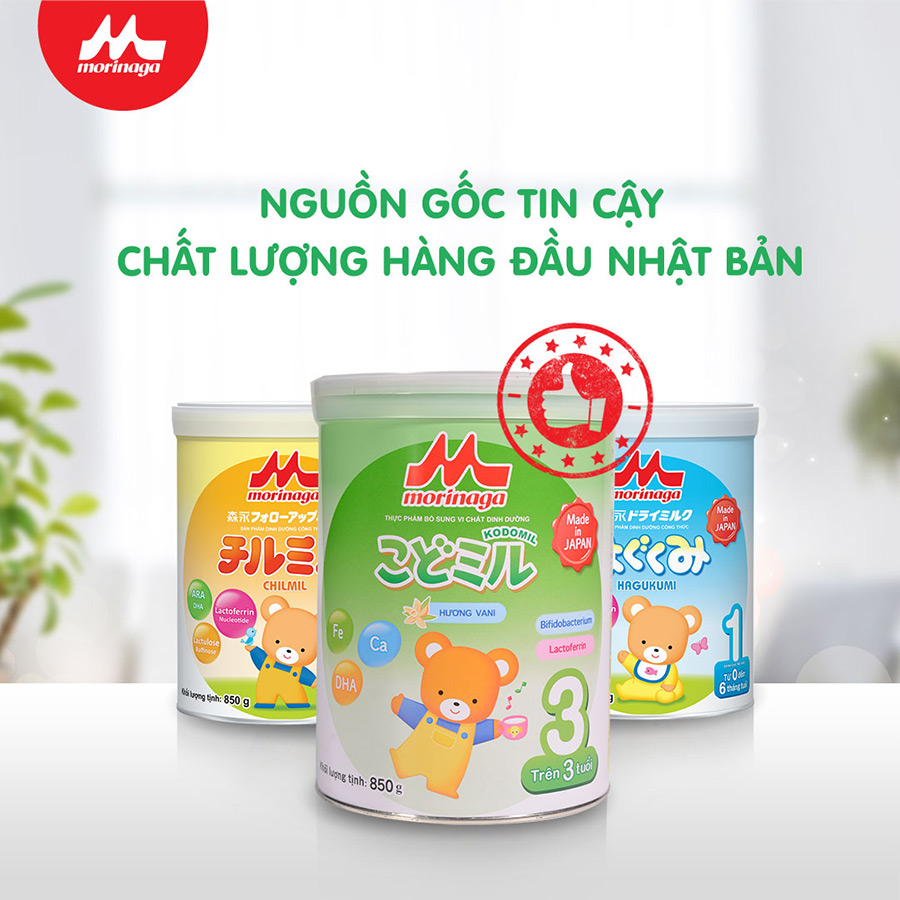Combo 1 lon Sữa Morinaga số 3 Kodomil Hương Dâu 850gr + 1 lọ Ruốc cá hồi Meiwa