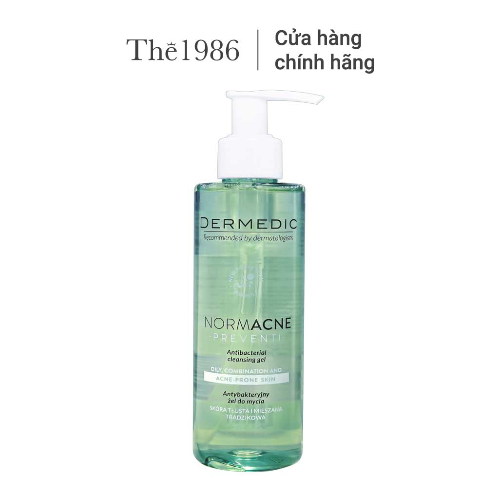 Sữa Rửa Mặt Dermedic Kiềm Dầu, Giảm Mụn, Làm Sạch Sâu Normacne Preventi Antibacterial Cleansing Gel 200 Ml