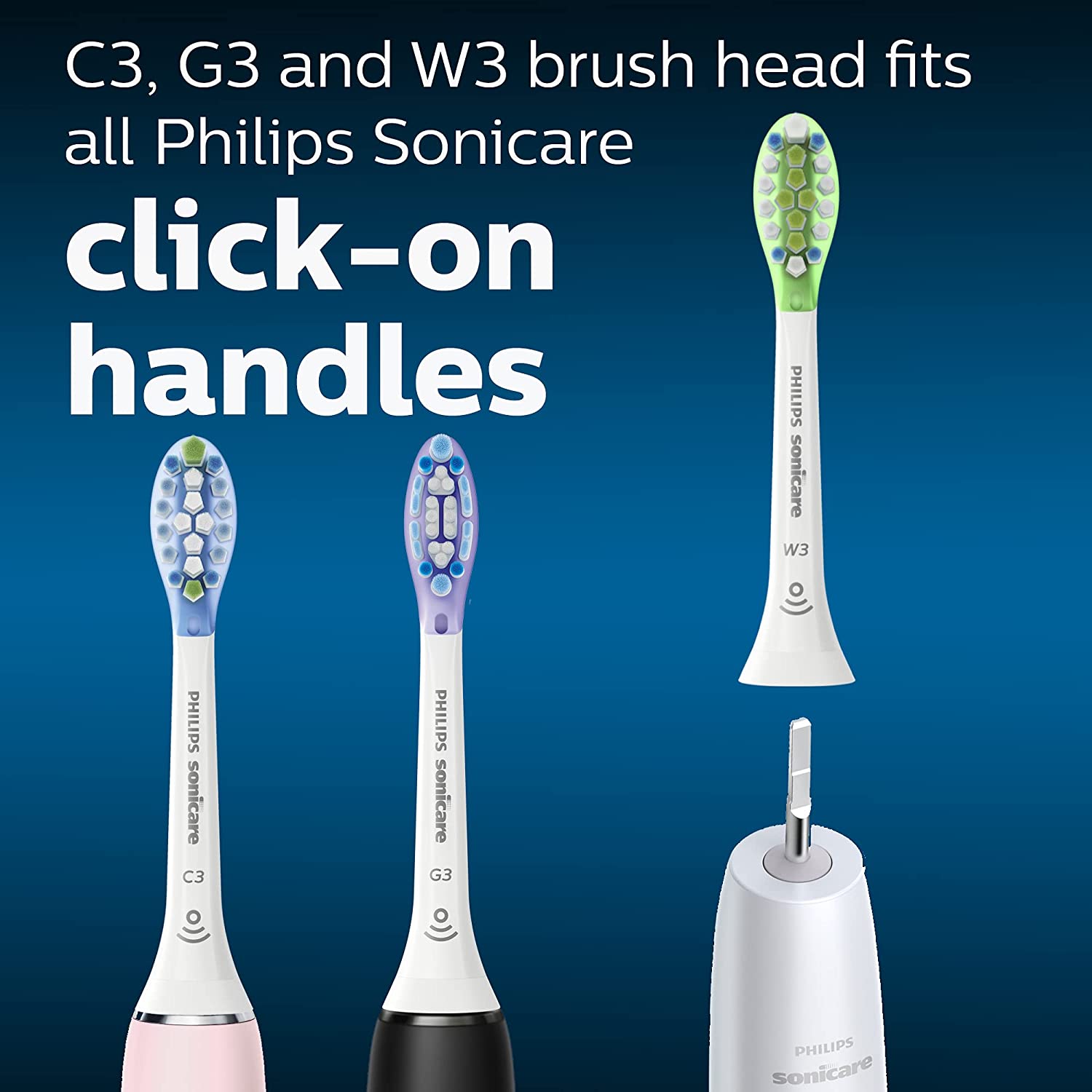 Đầu bàn chải đánh răng thay thế chính hãng Philips Sonicare Gói đa dạng, Kiểm soát mảng bám cao cấp C3, Chăm sóc nướu cao cấp G3 & W3 Trắng cao cấp, 3 đầu bàn chải, Màu trắng, HX9073/65