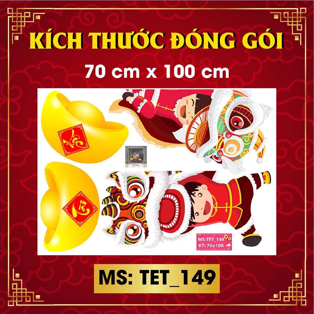 DECAL TRANG TRÍ TẾT 2021 COMBO LÂN SƯ CHÀO XUÂN