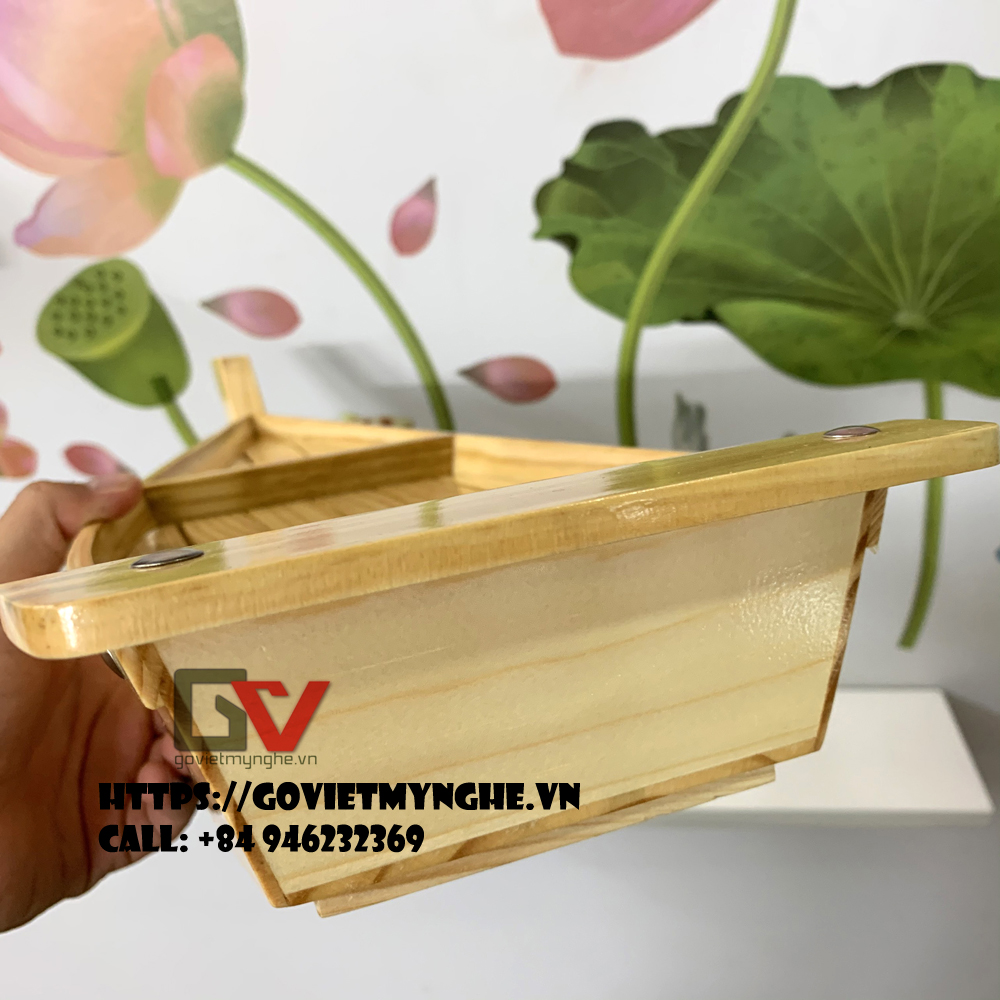 [Hàng chuẩn Nhật - Dài 48cm] Khay gỗ đựng sushi sashimi - khay thuyền gỗ để setup lẩu - Gỗ thông tự nhiên