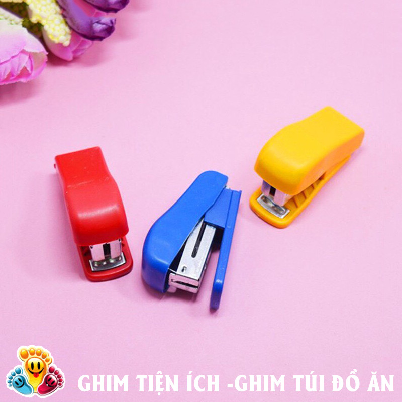 Combo 2 bộ Ghim bấm giấy mini (kèm 3 miếng ghim) (Giao màu ngẫu nhiên) E213