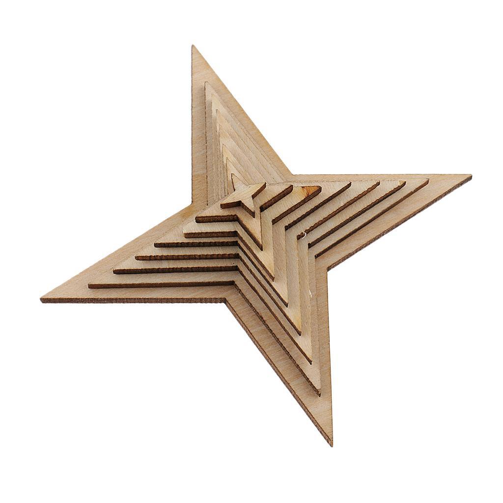 High Quality Blank 4 Point Star Shapes Rustic Wooden Embellishments DIY Wooden Name Card Unfinished Wood Plaque Sign DIY Decoration Wood Art Craft 10/20/30/40/50/60/70/90mm