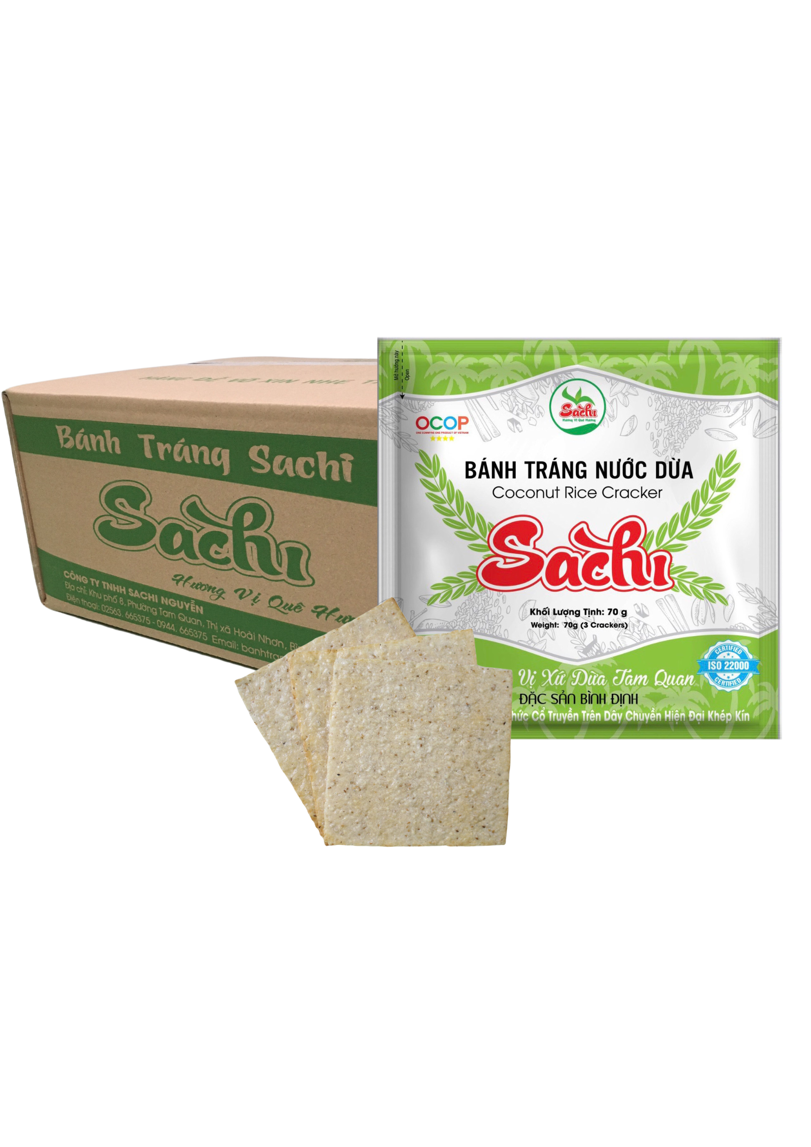 Bánh tráng nước dừa nướng -  Thùng 50 gói