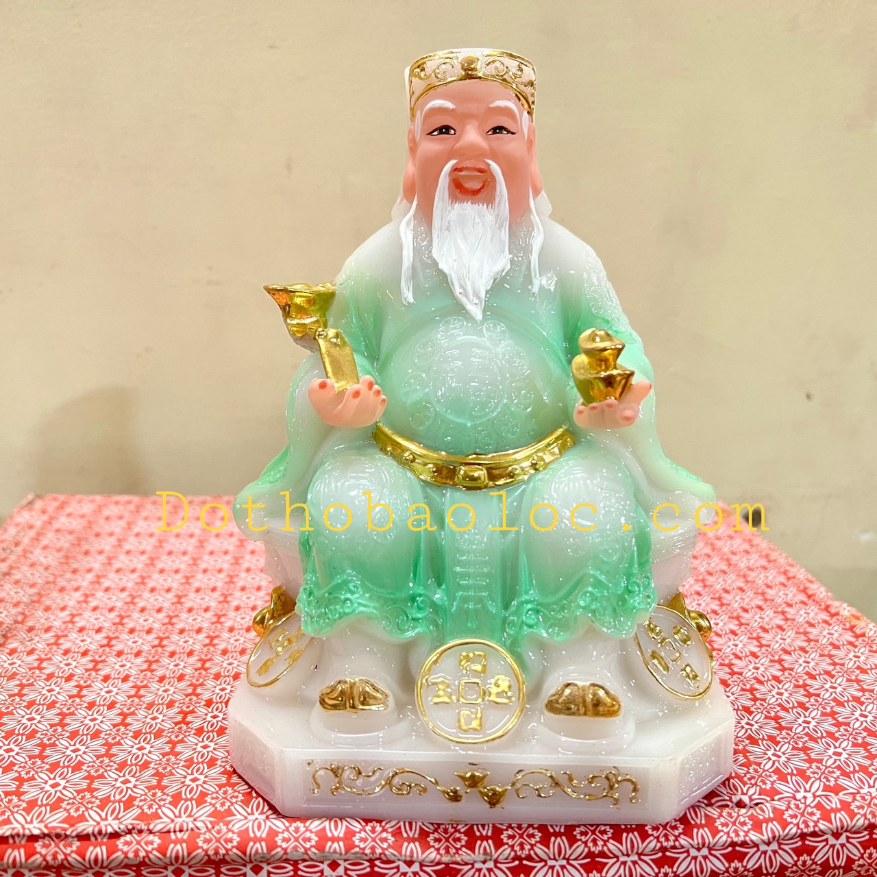 Tượng Thần Tài Thổ Địa đá nhập khẩu cao cấp cao 19cm – Xanh