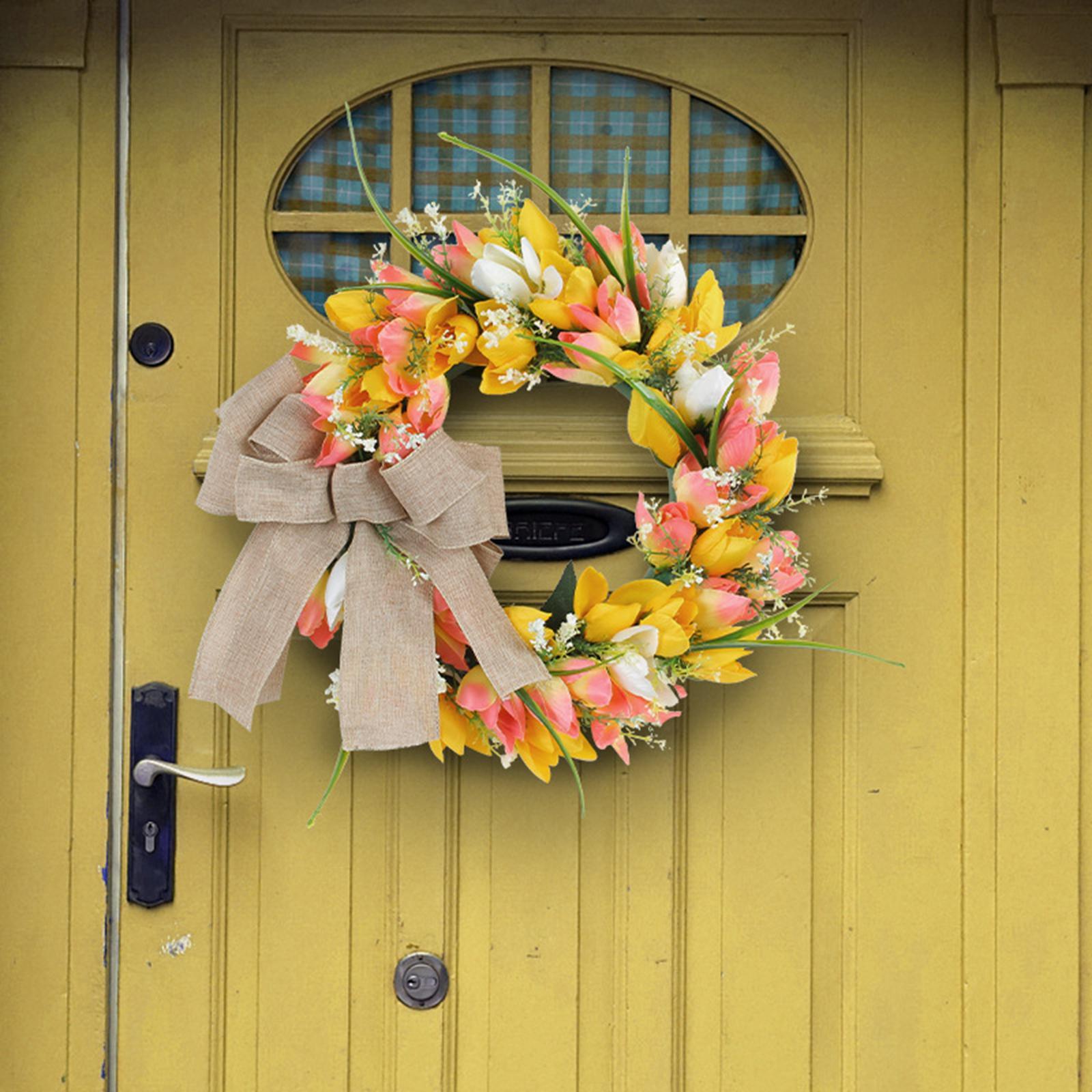 Artificial Flower Wreath Pendant Farmhouse Garland for Housewarming Holiday