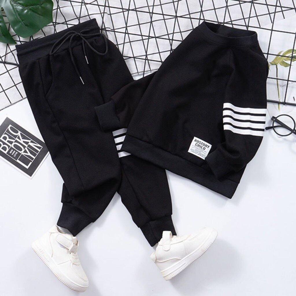Bộ Thu Đông Cho Bé, Bộ dài tay bé trai 3 Vạch Chất Nỉ Da Cá Cho Bé từ 7-27kg BINBON KIDS