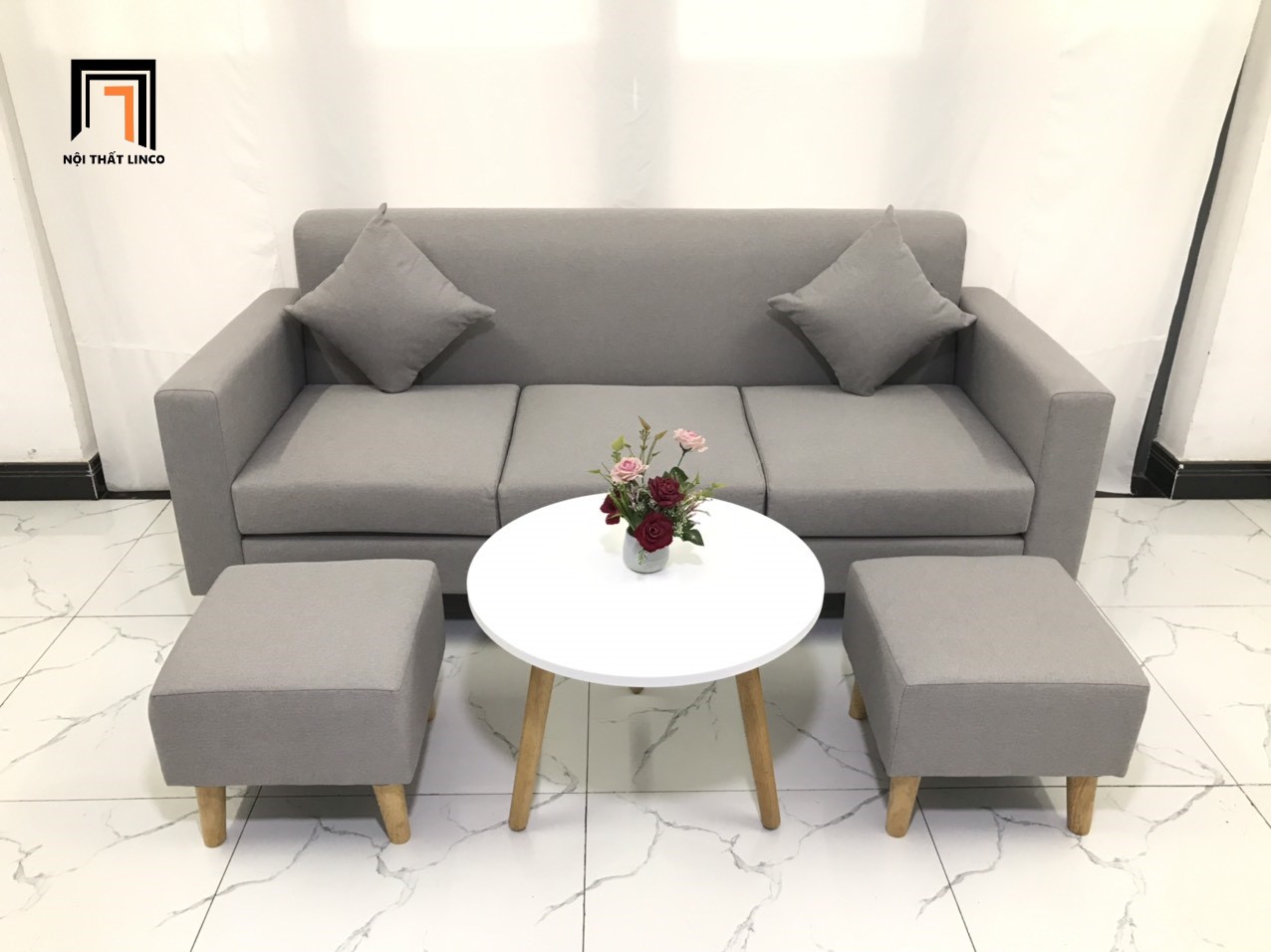 Bộ ghế sofa băng phòng khách dài 1m9 giá rẻ vải bố nhiều màu sắc