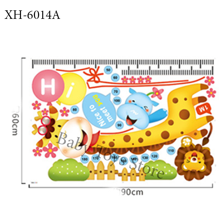 Decal dán tường thước đo chiều cao cho bé hình hươu và sư tử dễ thương - Trang trí decor phòng cho bé - Quà Tặng sinh nhật cho trẻ