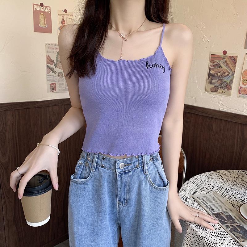 MS227 Áo 2 dây honey viền lượn sóng
