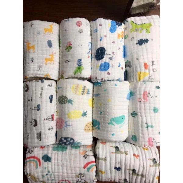 khăn cotton nhăn 6 lớp bồng bềnh khổ 90cm