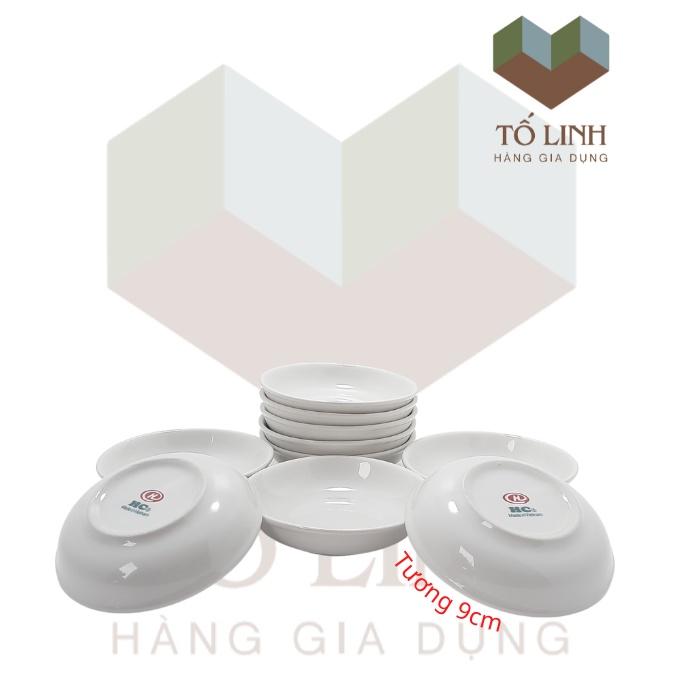Combo 10 đĩa tương sứ trắng,,Set 10 dĩa tương sứ trắng