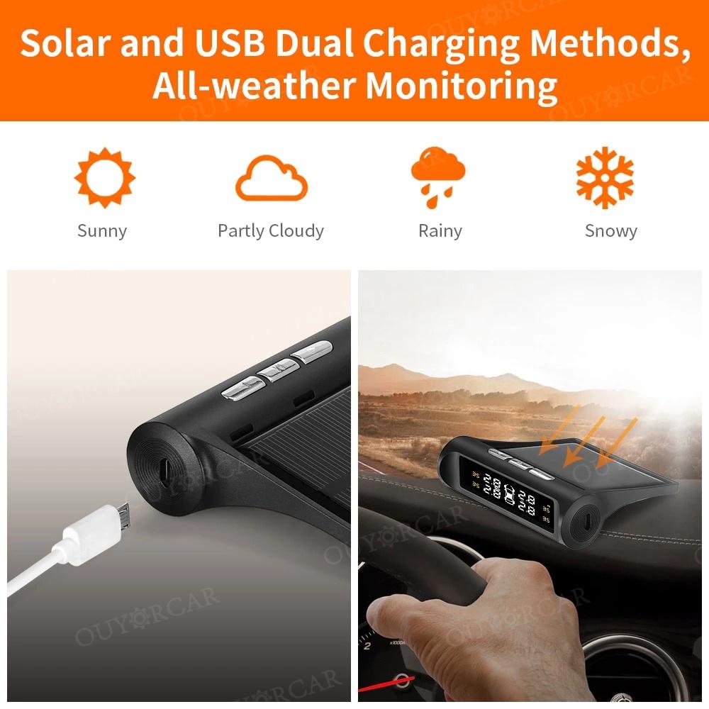 Hệ thống giám sát áp suất lốp xe thông minh TPMS màn hình LCD kỹ thuật số có cổng USB