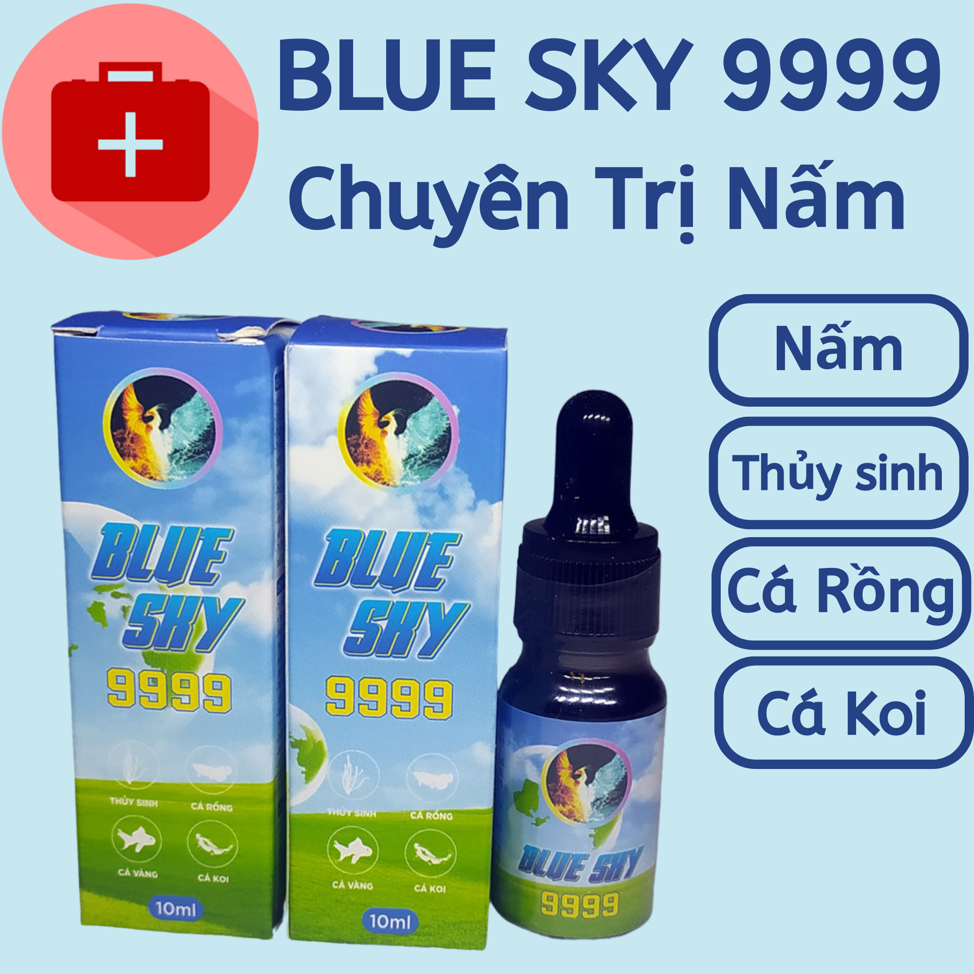 Blue Sky 9999 - Dung dịch diệt nấm cho cá rồng, cá koi, cá vàng và các loại cá thủy sinh - Hingaostore.