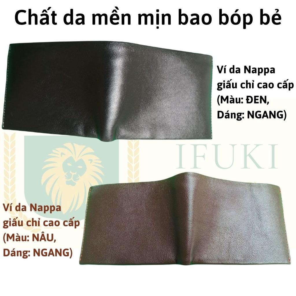 Ví da giấu chỉ cho nam , làm từ da bò Nappa thật , cao cấp , nhỏ gọn , đẹp , dùng đựng thẻ , đựng tiền – IFUKI